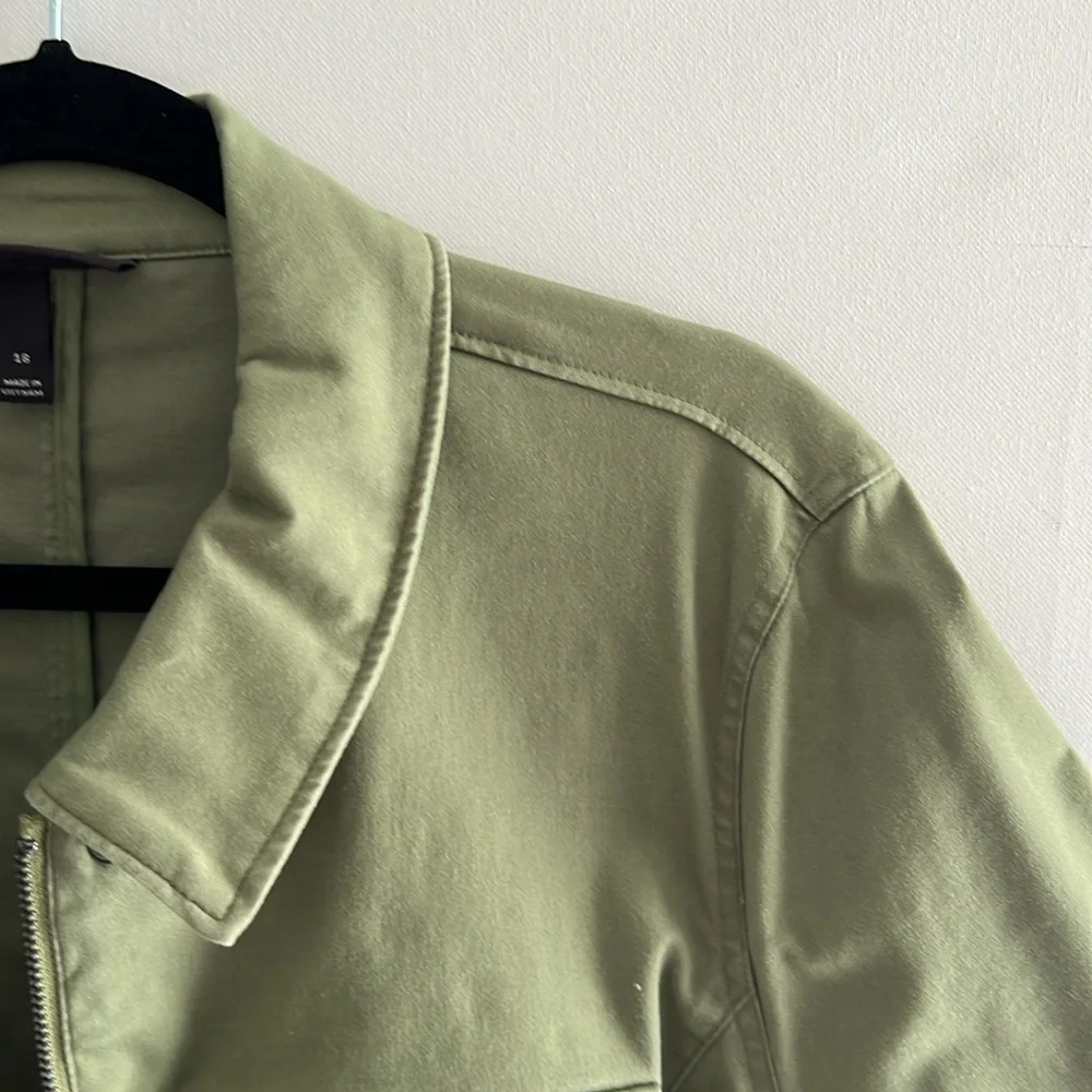 2. Lane Bryant Woman’s Jacket with Peplum waist, zip and snap closure, and belt - Picture 12 of 16